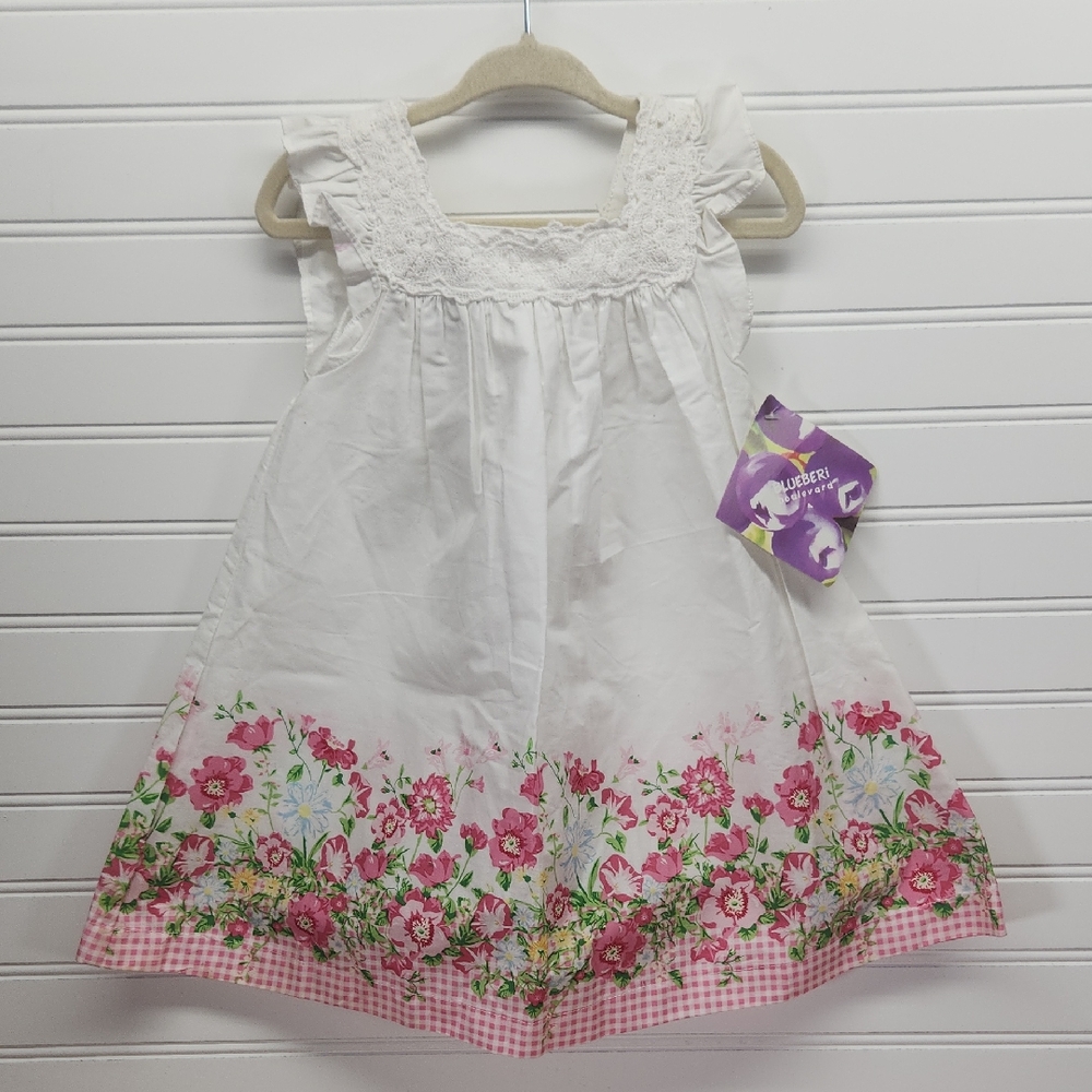 Blueberi Boulevard Floral White Dress with Pink Accents NWT Size 2T